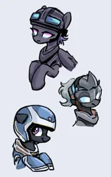 Size: 368x584 | Tagged: safe, artist:plunger, derpibooru import, oc, unofficial characters only, changeling, pony, clothes, gray background, helmet, horn, image, png, simple background, visor, wings