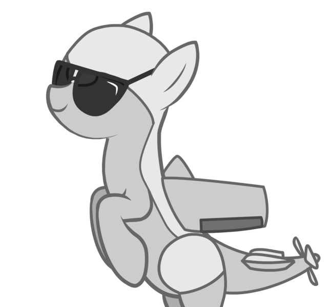 Size: 1319x1218 | Tagged: safe, artist:sersys, oc, unofficial characters only, original species, plane pony, pony, predator drone, image, plane, png, simple background, smiling, solo, sunglasses, transparent background