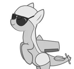 Size: 1319x1218 | Tagged: safe, artist:sersys, oc, unofficial characters only, original species, plane pony, pony, predator drone, image, plane, png, simple background, smiling, solo, sunglasses, transparent background