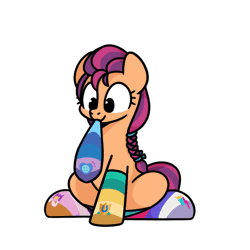Size: 800x800 | Tagged: safe, artist:sugar morning, derpibooru import, sunny starscout, earth pony, pony, g5, animated, clothes, commission, commissioner:raritybro, cute, cutie mark, cutie mark on clothes, emanata, female, gif, image, mare, mouth hold, simple background, smiling, socks, solo, striped socks, sugar morning's sockies, sunnybetes, transparent background, weapons-grade cute, ych result