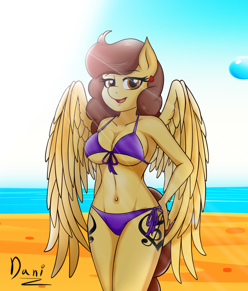 Size: 2223x2600 | Tagged: suggestive, artist:danielitamlp, derpibooru import, oc, oc:flower melodi, anthro, bikini, clothes, image, jpeg, swimsuit