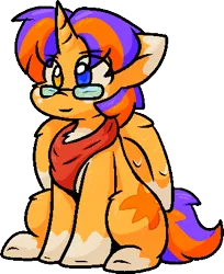 Size: 339x416 | Tagged: safe, artist:zutcha, derpibooru import, oc, unofficial characters only, alicorn, pony, alicorn oc, bandana, female, freckles, glasses, heterochromia, horn, image, male, male alicorn, mare, png, simple background, sitting, solo, stallion, transparent background, wings