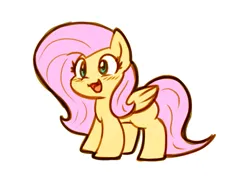 Size: 803x584 | Tagged: safe, artist:zutcha, derpibooru import, fluttershy, pegasus, pony, blushing, chibi, cute, female, image, mare, open mouth, open smile, png, shyabetes, simple background, smiling, solo, white background