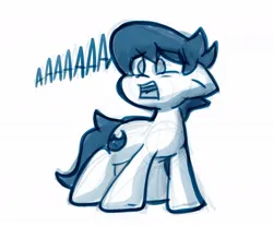 Size: 1046x867 | Tagged: safe, artist:zutcha, derpibooru import, oc, unofficial characters only, earth pony, pony, eye clipping through hair, floppy ears, image, jpeg, monochrome, open mouth, screaming, simple background, sketch, solo, white background