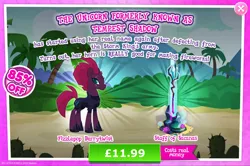 Size: 1960x1300 | Tagged: safe, derpibooru import, official, fizzlepop berrytwist, tempest shadow, pony, unicorn, advertisement, armor, broken horn, costs real money, english, female, gameloft, horn, image, jpeg, mare, mobile game, my little pony: magic princess, numbers, sale, scar, solo, solo focus, staff, staff of sacanas, text
