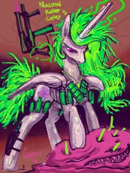 Size: 3000x4000 | Tagged: safe, artist:ja0822ck, derpibooru import, princess celestia, ponified, alicorn, pony, cancer, cell, cell pony, gun, image, natural killer cell, png, weapon