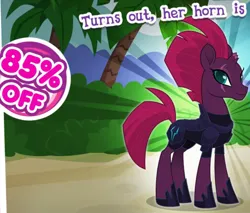 Size: 780x663 | Tagged: safe, derpibooru import, edit, fizzlepop berrytwist, tempest shadow, pony, unicorn, armor, broken horn, cropped, discount, english, female, gameloft, horn, image, mare, meme, my little pony: magic princess, numbers, png, sale, scar, solo, text, wow! glimmer