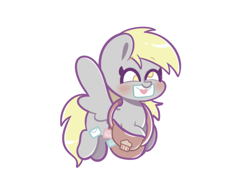 Size: 1369x1032 | Tagged: safe, artist:typhwosion, derpibooru import, derpy hooves, pegasus, pony, bag, image, mailbag, png, simple background, solo, transparent background