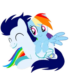 Size: 1099x1099 | Tagged: safe, artist:mlplary6, derpibooru import, rainbow dash, soarin', pegasus, pony, eyes closed, female, image, lying down, male, mare, png, shipping, simple background, smiling, soarindash, stallion, straight, transparent background, vector