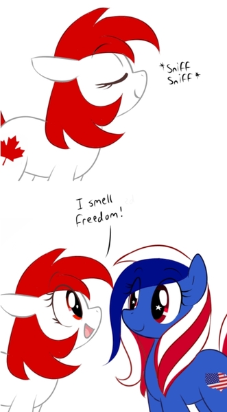 Size: 668x1212 | Tagged: safe, artist:askcanadapony, derpibooru import, oc, oc:canada, oc:usa, ponified, pony, canada, duo, image, jpeg, nation ponies, united states