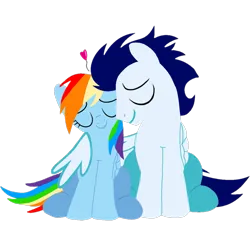 Size: 1099x1099 | Tagged: safe, artist:mlplary6, derpibooru import, rainbow dash, soarin', pegasus, pony, eyes closed, female, heart, hug, image, love, male, mare, png, shipping, simple background, sitting, smiling, soarindash, stallion, straight, transparent background, vector, winghug, wings