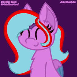 Size: 1200x1200 | Tagged: safe, artist:silvaqular, derpibooru import, oc, oc:star beats, pegasus, animated, folded wings, gif, hairclip, happy, image, listening, listening to music, magenta, multicolored hair, signature, simple background, solo, vibing, wings