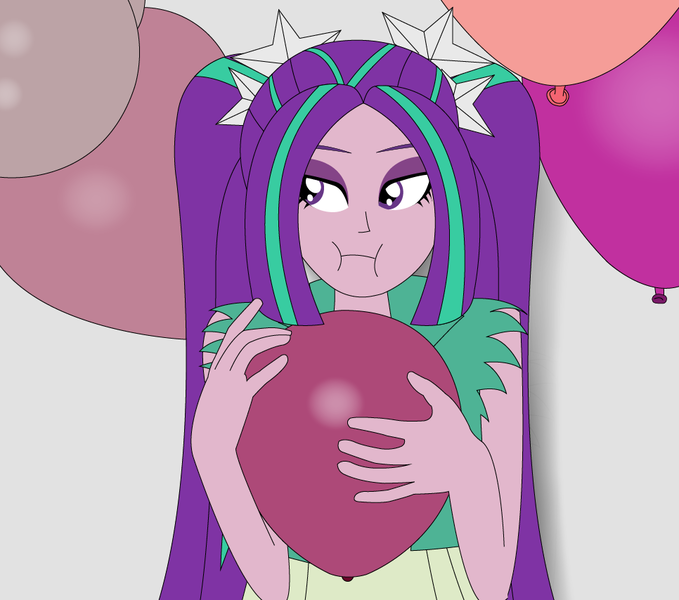 Size: 966x854 | Tagged: safe, artist:hakdurbin, derpibooru import, aria blaze, human, equestria girls, balloon, female, hug, image, png, scrunchy face, simple background, solo