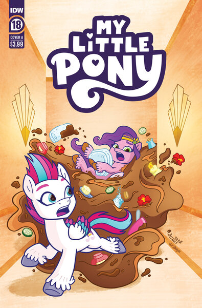 Size: 2063x3131 | Tagged: safe, derpibooru import, idw, official, pipp petals, zipp storm, pegasus, g5, spoiler:comic, spoiler:g5, spoiler:g5comic, spoiler:g5comic18, comic cover, cutie mark swap, duo, duo female, female, high res, image, jpeg, my little pony logo, official comic, royal sisters (g5), siblings, sisters