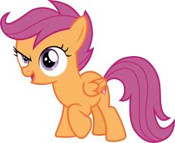 Size: 3680x3000 | Tagged: safe, artist:cloudy glow, derpibooru import, scootaloo, pegasus, pony, the last crusade, .ai available, female, filly, foal, folded wings, image, open mouth, png, simple background, solo, transparent background, vector, wings