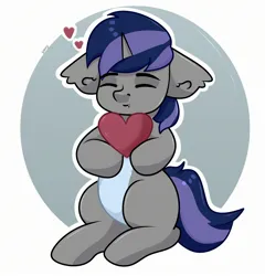 Size: 2350x2450 | Tagged: safe, artist:zarioly, derpibooru import, oc, oc:dreaming star, unofficial characters only, bat pony, bat pony unicorn, hybrid, pony, unicorn, belly, cute, fangs, heart, horn, image, jpeg, male, ocbetes, pale belly, simple background, sitting, stallion, wholesome