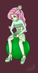 Size: 2160x4096 | Tagged: safe, artist:jayrodriguez, derpibooru import, fluttershy, equestria girls, clothes, commission, high res, image, jpeg, maroon background, shoes, simple background, space hopper