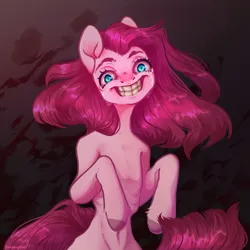 Size: 4000x4000 | Tagged: semi-grimdark, artist:dreamyrat, derpibooru import, pinkie pie, earth pony, pony, anorexic, big smile, blood, creepy, creepy smile, crying, female, image, looking at you, mare, open mouth, pinkamena diane pie, png, ribs, skinny, smiling, smiling at you, solo, teeth, wide eyes