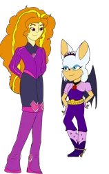 Size: 2552x4048 | Tagged: safe, artist:icicle-wicicle-1517, artist:moondrawzlv, color edit, derpibooru import, edit, adagio dazzle, anthro, bat, equestria girls, belt, bodysuit, boots, clothes, clothes swap, collaboration, colored, crossover, eyeshadow, fingerless gloves, flying, gem, gloves, hairband, high heel boots, image, jacket, kazumi evans, knee-high boots, makeup, png, rouge the bat, shoes, simple background, siren gem, socks, sonic prime, sonic the hedgehog (series), stockings, thigh highs, transparent background, voice actor joke