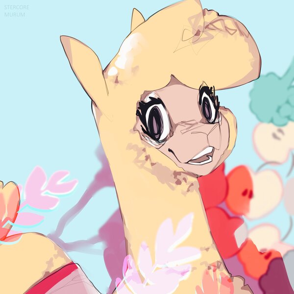 Size: 2048x2048 | Tagged: safe, artist:stercore_murum, derpibooru import, alpaca, them's fightin' herds, community related, female, image, jpeg, open mouth, paprika (tfh), solo