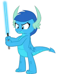 Size: 5225x6481 | Tagged: safe, artist:ponygamer2020, derpibooru import, oc, oc:frosty, oc:frosty the dragon, unofficial characters only, dragon, absurd resolution, dragoness, female, horn, ice dragon, image, lightsaber, male, may the fourth be with you, png, simple background, solo, star wars, tail, teenaged dragon, transparent background, vector, weapon, wings