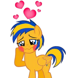 Size: 1520x1520 | Tagged: safe, artist:mlpfan3991, derpibooru import, lovestruck, oc, oc:flare spark, pegasus, pony, blushing, floating heart, heart, image, png, simple background, solo, transparent background