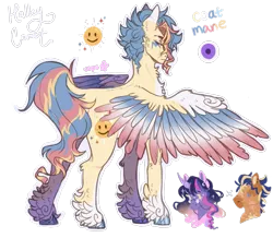 Size: 1355x1179 | Tagged: safe, artist:xxoopsiedaisiexx, derpibooru import, flash sentry, twilight sparkle, oc, oc:halley comet, pegasus, pony, alternate design, colored wings, feathered fetlocks, female, flashlight, image, male, multicolored wings, offspring, parent:flash sentry, parent:twilight sparkle, parents:flashlight, png, shipping, simple background, spread wings, stallion, straight, transparent background, twitterina design, wings