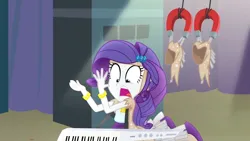 Size: 3072x1727 | Tagged: safe, derpibooru import, screencap, rarity, human, equestria girls, rainbow rocks, boots, bracelet, clothes, female, gasp, hairpin, high heel boots, image, jewelry, jpeg, keytar, magnet, marshmelodrama, musical instrument, open mouth, rarity being rarity, shoes, solo