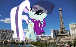 Size: 2048x1288 | Tagged: safe, artist:jhayarr23, derpibooru import, edit, editor:jaredking779, coloratura, earth pony, pony, clothes, countess coloratura, female, giant pony, giantess, highrise ponies, image, irl, jacket, jpeg, las vegas, macro, mare, nevada, photo, ponies in real life, solo, veil