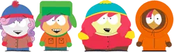 Size: 2933x888 | Tagged: safe, derpibooru import, edit, apple bloom, babs seed, scootaloo, sweetie belle, beanie hat, buttons, clothes, coat, crossover, cutie mark crusaders, eric cartman, female, gloves, happy, hat, hood, image, kenny mccormick, kyle broflovski, overweight, pants, parka, png, pocket, recolor, shoes, simple background, smiling, south park, stan marsh, transparent background, ushanka