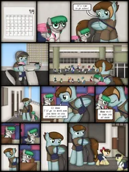 Size: 1750x2333 | Tagged: safe, artist:99999999000, derpibooru import, oc, oc:chen lifan, oc:li anna, oc:mar baolin, unofficial characters only, pegasus, pony, comic:grow with children, backpack, calendar, comic, female, filly, foal, glasses, image, mother, mother and child, mother and daughter, motorcycle, pegasus oc, png, school, scooter, wings