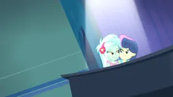 Size: 3072x1727 | Tagged: safe, derpibooru import, screencap, bon bon, lyra heartstrings, sweetie drops, human, equestria girls, rainbow rocks, duo, duo female, eyebrows, female, image, jpeg, looking at each other, looking at someone, musical instrument, piano, raised eyebrow, smiling, smiling at each other