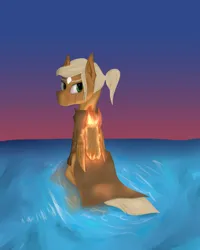 Size: 1600x2000 | Tagged: safe, artist:desperius, derpibooru import, oc, oc:threnody, pegasus, pony, fallout equestria, fallout equestria: speak, fanfic, clothes, coat, crying, fanfic art, fire, image, png, ponytail, sky background, solo, water