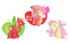 Size: 1293x813 | Tagged: safe, artist:cskazumi, artist:selenaede, derpibooru import, big macintosh, fluttershy, oc, oc:butterfly apple, earth pony, pegasus, pony, bandana, base used, colored muzzle, colored wings, cutie mark, daughter, family, female, fluttermac, image, male, mare, offspring, open mouth, parent:big macintosh, parent:fluttershy, parents:fluttermac, pegasus oc, png, shipping, signature, simple background, smiling, stallion, straight, transparent background, wings