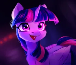 Size: 2976x2548 | Tagged: safe, artist:sofiko-ko, derpibooru import, twilight sparkle, twilight sparkle (alicorn), alicorn, pony, :d, abstract background, amazed, cheek fluff, chest fluff, cute, dark background, draw this in your style, draw this twi by jsunlight, dtiys, ear fluff, female, happy, high res, image, jpeg, looking up, mare, open mouth, open smile, smiling, solo, turned head, twiabetes