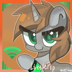 Size: 2048x2048 | Tagged: safe, artist:weiling, derpibooru import, oc, oc:littlepip, pony, unicorn, fallout equestria, bust, cute, female, image, mare, png, raised hoof, simple background, solo