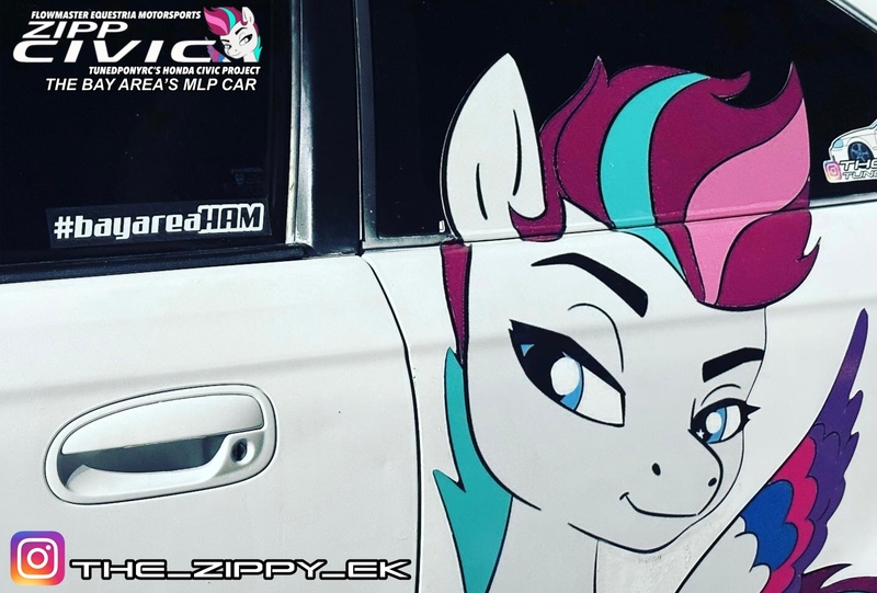 Size: 3197x2160 | Tagged: safe, derpibooru import, zipp storm, pegasus, pony, g5, car, female, honda, honda civic, image, instagram, irl, jpeg, mare, photo, zipp civic