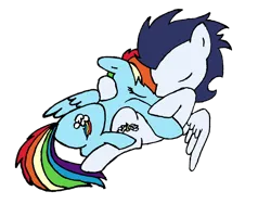 Size: 1032x774 | Tagged: safe, artist:rd97, derpibooru import, rainbow dash, soarin', pegasus, pony, female, image, male, mare, png, shipping, simple background, sleeping, snuggling, soarindash, stallion, straight, transparent background, vector