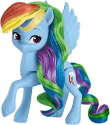 Size: 744x843 | Tagged: safe, derpibooru import, official, part of a set, rainbow dash, pegasus, pony, g5, my little pony: make your mark, female, g4, g4 to g5, generation leap, image, jpeg, merchandise, rainbow celebration, simple background, style of the day, toy, unshorn fetlocks, white background