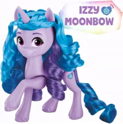 Size: 836x843 | Tagged: safe, derpibooru import, official, part of a set, izzy moonbow, pony, unicorn, g5, my little pony: make your mark, cutie mark, female, horn, image, jpeg, merchandise, rainbow celebration, simple background, style of the day, text, toy, unshorn fetlocks, white background