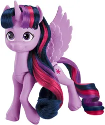 Size: 726x862 | Tagged: safe, derpibooru import, official, part of a set, twilight sparkle, twilight sparkle (alicorn), alicorn, pony, g5, my little pony: make your mark, cutie mark, female, g4, g4 to g5, generation leap, horn, image, jpeg, merchandise, rainbow celebration, simple background, style of the day, toy, unshorn fetlocks, white background, wings