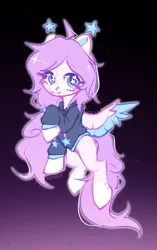 Size: 1080x1722 | Tagged: safe, artist:toast091019, derpibooru import, oc, unofficial characters only, pegasus, pony, clothes, coat markings, colored wings, heart ears, hoodie, image, jpeg, multicolored wings, pegasus oc, socks (coat marking), solo, spread wings, starry eyes, wingding eyes, wings