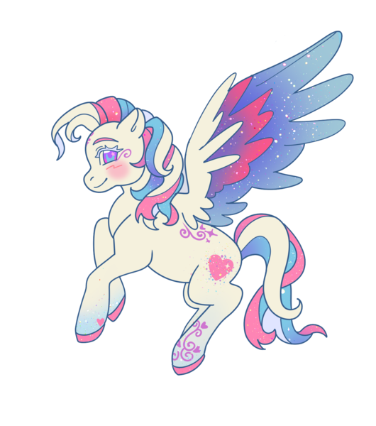 Size: 1280x1448 | Tagged: safe, artist:mangostar, derpibooru import, star catcher, pegasus, pony, g3, blushing, coat markings, colored hooves, colored pupils, colored wings, female, gradient wings, heart, image, mare, png, simple background, solo, sparkly fetlocks, sparkly mane, sparkly wings, transparent background, wings
