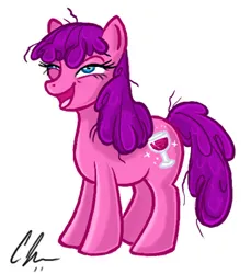 Size: 346x377 | Tagged: safe, artist:candy-janney, derpibooru import, oc, ponified, unofficial characters only, alcohol pony, drink pony, earth pony, food pony, object pony, original species, pony, 2011, doodle, drink, drunk, female, image, jpeg, mare, messy mane, signature, simple background, solo, white background