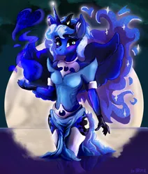 Size: 2200x2600 | Tagged: safe, artist:br0via, derpibooru import, princess luna, alicorn, anthro, armor, female, image, moon, png, solo