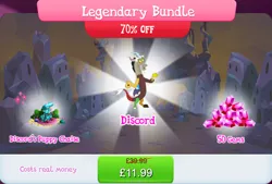 Size: 1268x858 | Tagged: safe, derpibooru import, official, discord, draconequus, beard, bundle, bush, cloven hooves, costs real money, english, facial hair, gameloft, gem, horns, image, jpeg, male, mobile game, my little pony: magic princess, numbers, sale, solo, text, wings