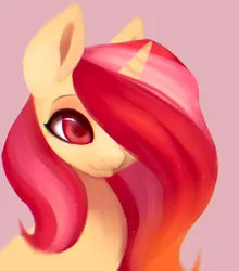 Size: 1116x1269 | Tagged: safe, artist:minckies, derpibooru import, oc, oc:pretty shine, unofficial characters only, pony, unicorn, bust, female, hair over one eye, horn, image, mare, png, smiling, solo, unicorn oc