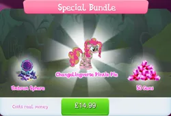 Size: 1268x861 | Tagged: safe, derpibooru import, official, pinkie pie, earth pony, pony, my little pony: the movie, alternate hairstyle, alternate timeline, bundle, chrysalis resistance timeline, costs real money, english, face paint, female, gameloft, gem, image, jpeg, mare, mobile game, numbers, sale, solo, solo focus, text, tribal pie