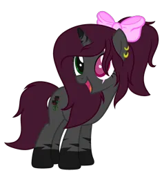 Size: 2245x2385 | Tagged: safe, artist:angellightyt, derpibooru import, oc, unofficial characters only, pony, unicorn, base used, bow, coat markings, ear piercing, earring, eye scar, facial scar, female, hair bow, heterochromia, horn, image, jewelry, mare, open mouth, piercing, png, scar, simple background, smiling, socks (coat marking), solo, transparent background, unicorn oc