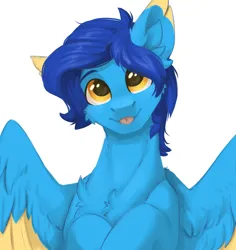 Size: 2232x2362 | Tagged: safe, artist:dorkmark, derpibooru import, oc, oc:helmie, pegasus, pony, image, png, smiling, solo, tongue out, wings